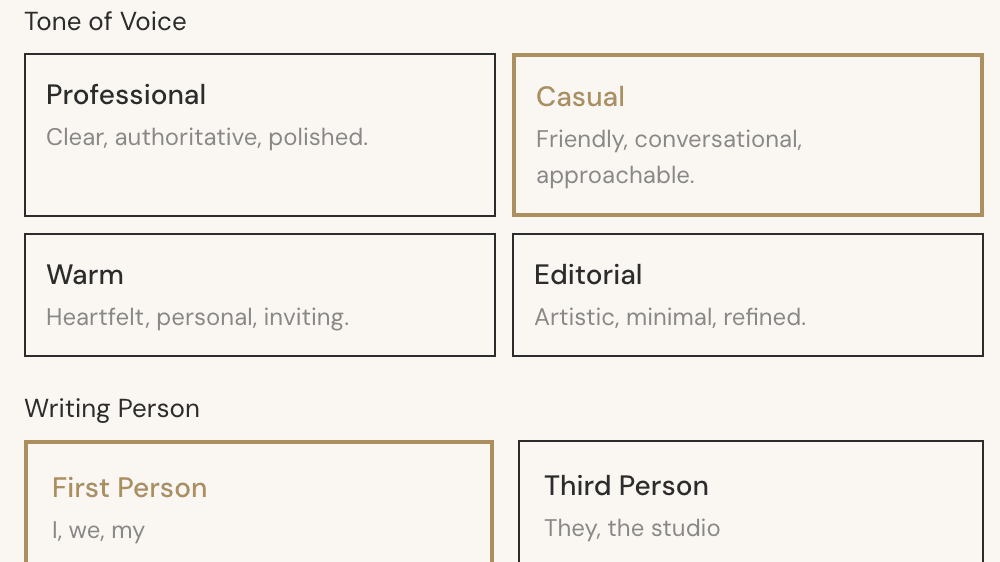 Screenshot of the Written in Your Voice feature
